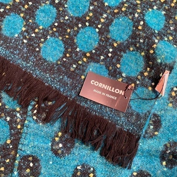 NWT Made in France P. Cornillon wool Blend reversible turquoise Scarf wrap shawl - Picture 4 of 8